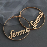 Femme Hoop Earrings Letter